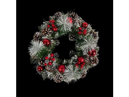 VIANOČNÝ VENIEC 36 CM ČERVENÝ SO ŠIŠKAMI *0620