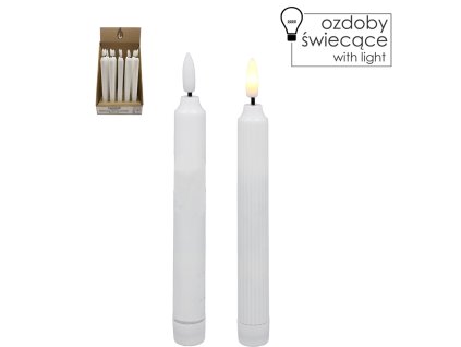 LED SVIEČKA NA BATÉRIE BIELA 16,5 CM MIX VZOROV disp=20ks. *0375