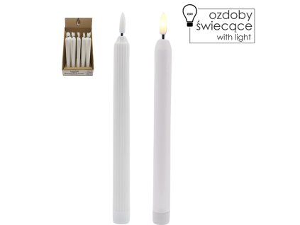 LED SVIEČKA NA BATÉRIE BIELA 22,5 CM MIX VZOROV disp=20ks *0382