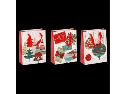 VIANOČNÁ DARČEKOVÁ TAŠKA 18 x 24 x 8 CM bal=12ks *0726