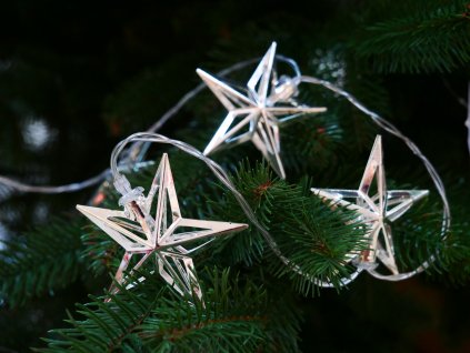 LED REŤAZ STRIEBORNÉ HVIEZDIČKY 10 L TEPLÁ BIELA *1044