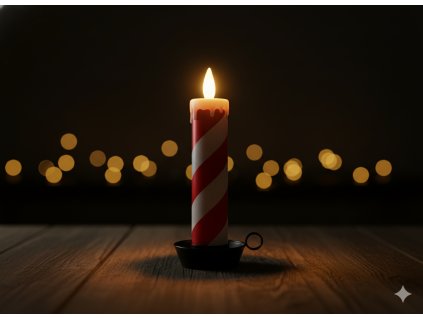 VIANOČNÁ LED SVIEČKA 10 x 10 x 27,5 CM BIELO-ČERVENÁ *7724