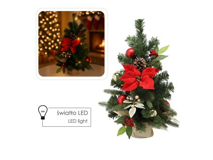 VIANOČNÝ STROMČEK 15 LED 50 CM ČERVENO-ZLATÝ *0721