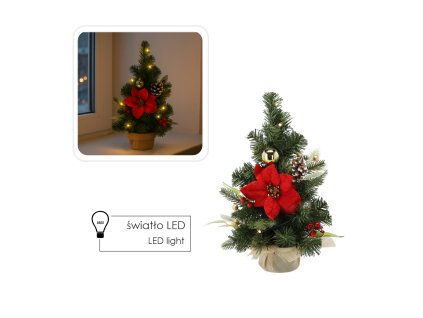 VIANOČNÝ STROMČEK 10 LED 40 CM ČERVENO-ZLATÝ *0738
