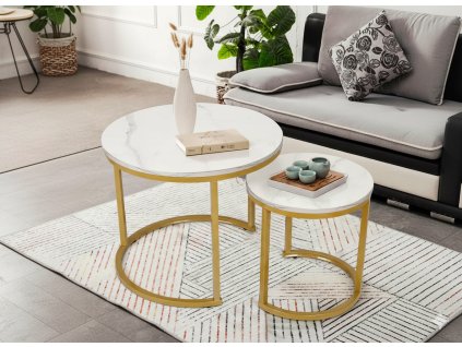 DVOJDIELNY OKRÚHLY MARMOROVÝ KONFERENČNÝ STOLÍK *1459