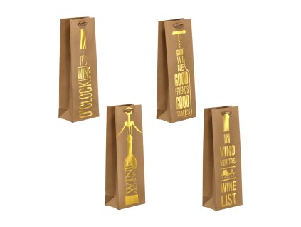 DARČEKOVÁ TAŠKA NA VÍNO HNEDÁ 36 x 12,5 x 8,5 cm bal=48ks *5502