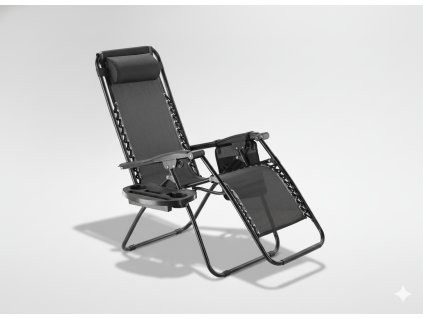 SKLADACIE ZÁHRADNÉ LEHÁTKO S PODSTAVCOM, VRECKOM A OPIERKOU, ČIERNE *5934