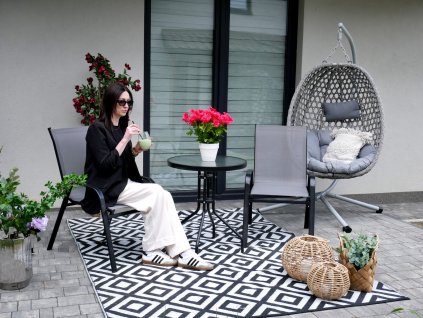 SÚPRAVA BALKÓNOVÉHO NÁBYTKU - 2 STOLIČKY + STOLÍK - SIVÝ *5901