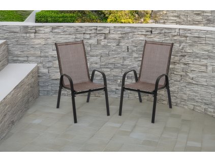 SÚPRAVA 2 HNEDÝCH ZÁHRADNÝCH STOLIČIEK 54 x 72 x 96 *3678