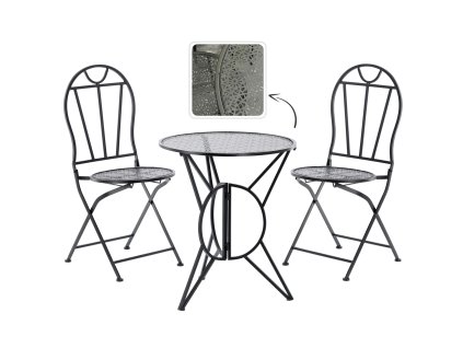 SET ZÁHRADNÉHO KOVOVÉHO NÁBYTKU "SUSAN" STÔL + 2 STOLIČKY *8244