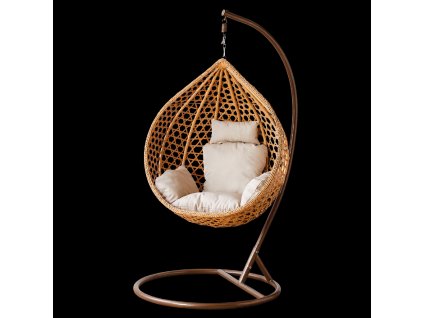 VISIACI KRESLO VEĽK. S HNEDÉ, VANKÚŠ BÉŽOVÝ, RÁM HNEDÝ *0179