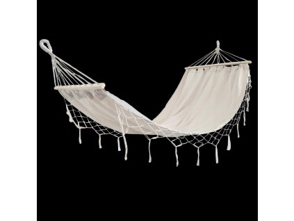 HOJDACIA SIEŤ S TŘASNICAMI BOHO 200 x 100 CM BÉŽOVÁ *3286