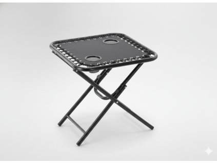 SKLADACÍ TURISTICKÝ STÔL 50 x 50 x 50 CM S DRŽIAKMI NA NÁPOJE ČIERNY *2739