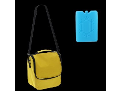 TERMOTAŠKA 22 x 12 x 24 CM 6L NA RAMENO ŽLTÁ S DVOMA CHLADIACIMI VLOŽKAMI *9295