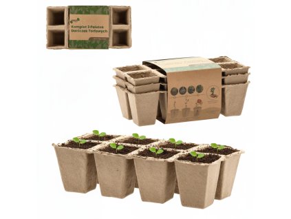 SADA 3 TORFOVÝCH KVETINÁČOV 24,5 x 12,5 x 6 CM *3234