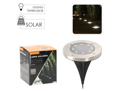 SADA 4 SOLÁRNYCH ZEMNÝCH SVETIEL STRIEBORNÝCH 11,5 X 11,5 X 2,3 CM *6655