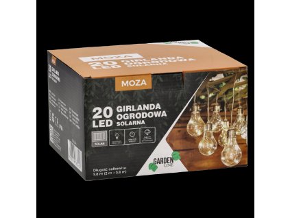 SOLÁRNA ZÁHRADNÁ GIRLANDA DL. 2 + 3,8 M MOZA 20 LED TEPLO BIELA *3545