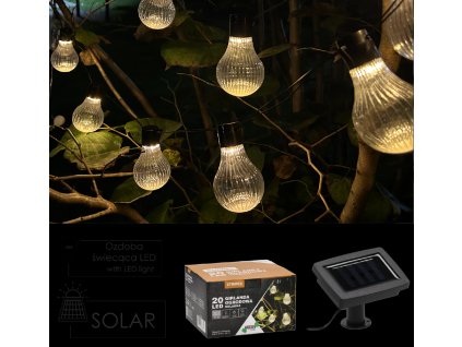 SOLÁRNA ZÁHRADNÁ GIRLANDA DL. 2 + 3,8 M STRIPES 20 LED TEPLO BIELA *3620