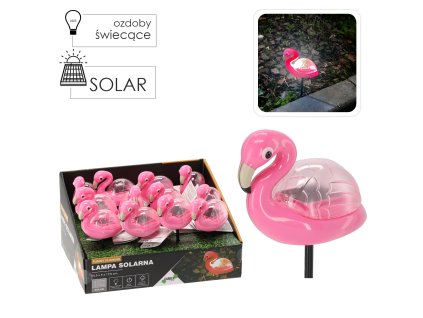 SOLÁRNA LAMPA FUNNY FLAMINGO 10,5 x 5 x 17,5 CM TEPLÁ BIELA 1KS
