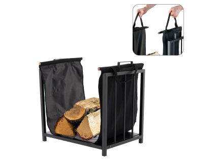 KOVOVÝ STOJAN NA DREVO S PRENOSNOU TAŠKOU 51X37X50,5CM *5868