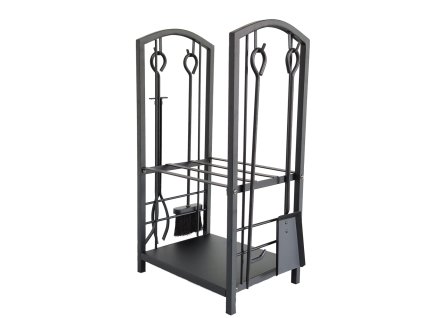 KOVOVÝ STOJAN NA DREVO NA KÚRENIE SO 4-PRVKOVOU KRBOVOU SÚPRAVOU 40X30X74CM *5882