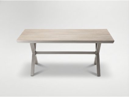 HLINÍKOVÝ ZÁHRADNÝ STÔL S POLYWOOD DOSKOU 180 x 100 x 75 CM BÉŽOVÝ *9477