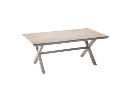 HLINÍKOVÝ ZÁHRADNÝ STÔL S POLYWOOD DOSKOU 180 x 100 x 75 CM BÉŽOVÝ *9477