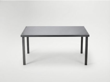 HLINÍKOVÝ ZÁHRADNÝ STÔL SO SKLENENOU DOSKOU 150 x 90 x 71 CM SIVÝ *9514