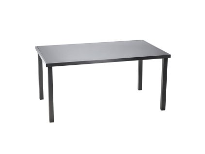 HLINÍKOVÝ ZÁHRADNÝ STÔL SO SKLENENOU DOSKOU 150 x 90 x 71 CM SIVÝ *9514