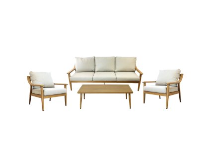 SÚPRAVA HLINÍKOVÉHO NÁBYTKU "NIKOZIA" (3-MIESTNA SEDAČKA + 2 KRESLÁ + STOLÍK) BÉŽOVÁ + BÉŽOVÉ VANKÚŠE *9552