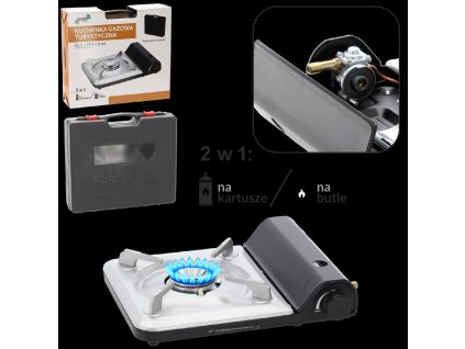 TURISTICKÝ PLYNOVÝ SPORÁK 2V1 NA KARTUŠE/FĽAŠE 3,5 kW *8609