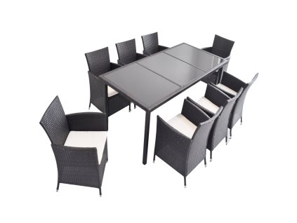 SÚPRAVA RATTANOVÉHO NÁBYTKU (STÔL + 8 STOLIČIEK) HNEDÁ + BÉŽ. POD. *1685