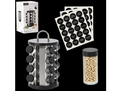 OKRÚHLY STOJAN NA KORENINY 17,5 x 33 CM S RÚČKOU 16 POHÁRIKOV ČIERNO-STRIEBORNÝ *9158