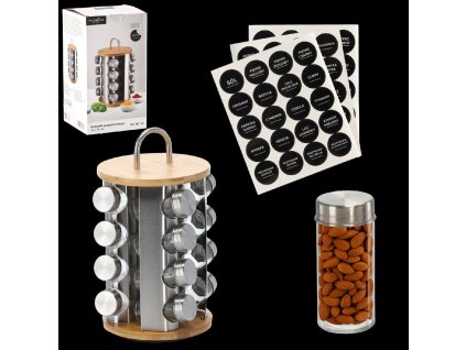 GUĽATÝ STOJAN NA KORENINY 18 x 33 CM S DRŽADLOM 16 NÁDOBAKOV BAMBUSOVO-STRIEBORNÝ *9172