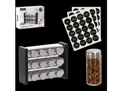 TROJÚROVŇOVÝ KORENISTÁN 29,5 x 9 x 22 CM 12 FĽAŠÍ STRIEBORNO-ČIERNY *9226