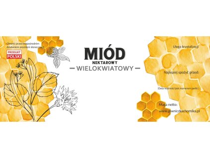 SADA 100 ETIKIET NEKTÁROVÝ MED VIACKVETOVÝ 154 x 60 MM *8160