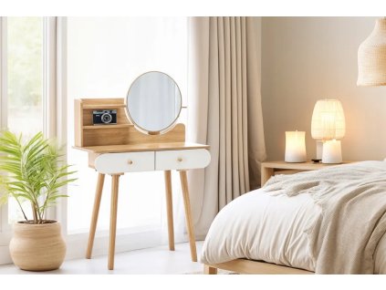 KOZMETICKÝ TOALETNÝ STOLÍK SO ZRKADLOM 80 x 40 x 120 CM DREVENÝ/BIELY *7865