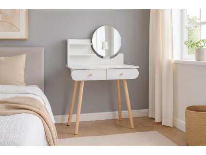 KOZMETICKÝ TOALETNÝ STOLÍK SO ZRKADLOM 80 x 40 x 120 CM BIELA *7872