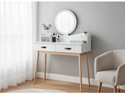 KOZMETICKÝ TOALETNÝ STOLÍK BIELY SO ZRKADLOM 100 x 40 x 139 CM *1602