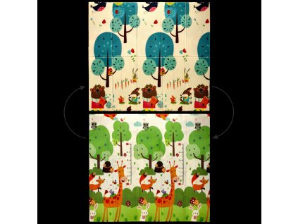 OBOJSTRANNÁ EDUKAČNÁ PODLOŽKA 180x200x1 CM SKLADACIA ZVIERATÁ-STROMY + TAŠKA *4350