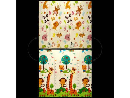 OBOJSTRANNÁ VZDELÁVACIA PODLOŽKA 180x200x1 CM SKLADACIA ZVIERATÁ-ČÍSLA + TAŠKA *4367