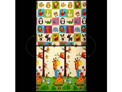 OBOJSTRANNÁ EDUKAČNÁ PODLOŽKA 180x200x1 CM SKLADACIA ZVIERATÁ + TAŠKA *4374