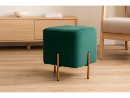 ŠTVORCOVÁ TABURETKA NA NOŽIČKÁCH 35 x 35 x 40 CM TMAVOZELENÁ *3895