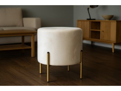 KRUHOVÁ TABURETKA NA NOŽIČKÁCH 35 x 40 CM BÉŽOVÁ *3901