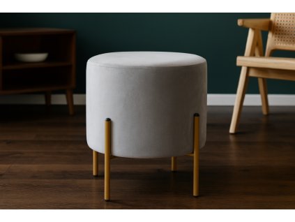 OKRÚHLY TABURET NA NOŽIČKÁCH 35 x 40 CM SIVÝ *3918