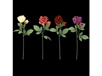 UMELÁ VETVIČKA - PIVÓNIA S DVOMA KVETMI 62 CM MIX FARIEB
