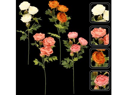 UMELÁ VETVIČKA - PIVÓNIA S PIATIMI KVETMI 74 CM MIX FARIEB ba