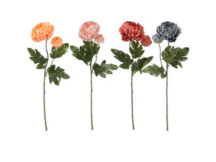 UMELÁ VETVA - CHRYZANTÉMA S DVOMA KVETMI 64 CM MIX FARIEB