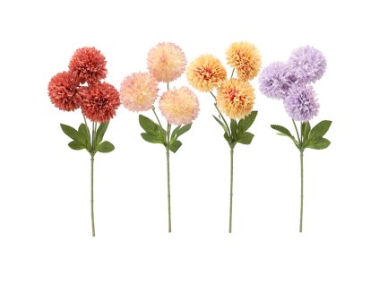 UMELÁ VETVIČKA - KYTICA 3 GEORGINY 43 CM MIX FARIEB