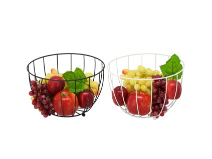 KÔŠ NA OVOCIE 26 x 26 x 16,5 CM KOVOVÝ MIX 2 FARIEB ČIERNA/BIELA *8953